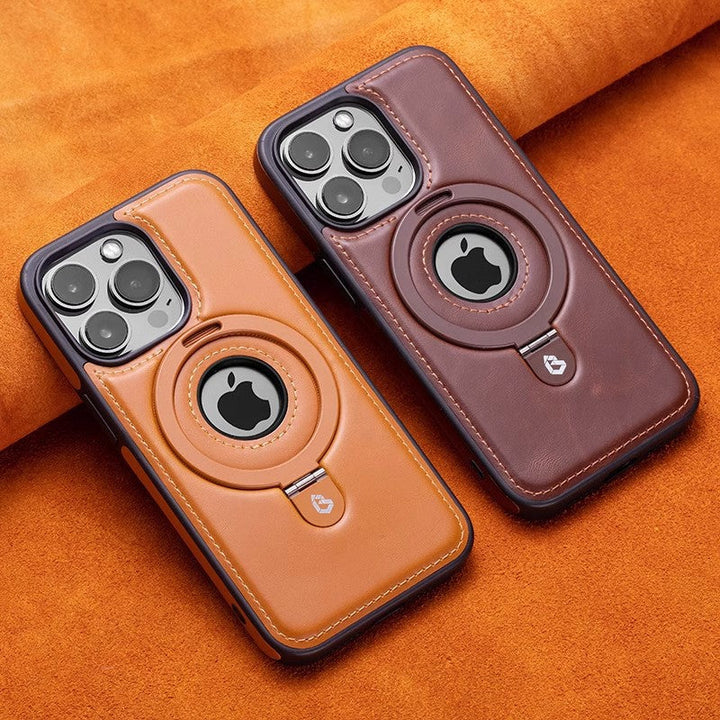 För 17ProMax Magnetisk Ställ Telefonfodral Högkvalitativt Affärsläderfodral
