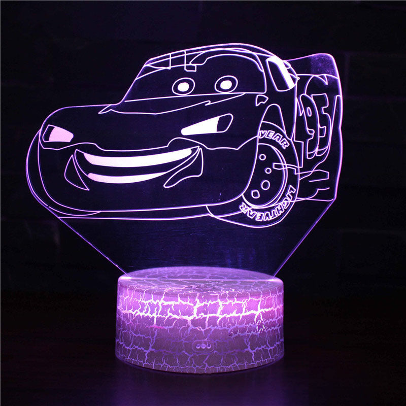 Sportbilserie 3D nattlampa LED stereo ljusillusion lampa USB nattduksbord lampa modellering lampa dimmer