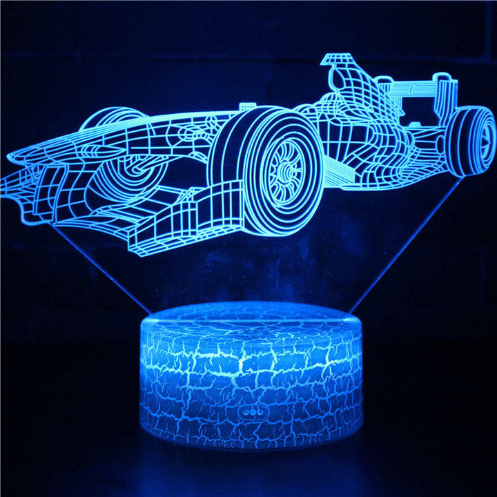 Sportbilserie 3D nattlampa LED stereo ljusillusion lampa USB nattduksbord lampa modellering lampa dimmer