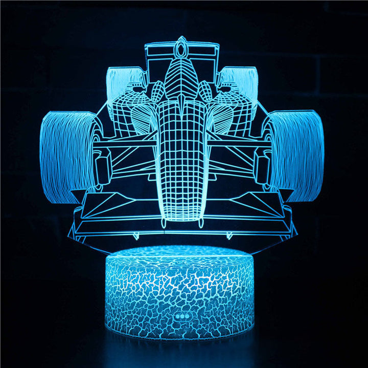 Sportbilserie 3D nattlampa LED stereo ljusillusion lampa USB nattduksbord lampa modellering lampa dimmer