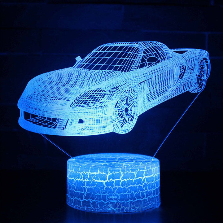 Sportbilserie 3D nattlampa LED stereo ljusillusion lampa USB nattduksbord lampa modellering lampa dimmer