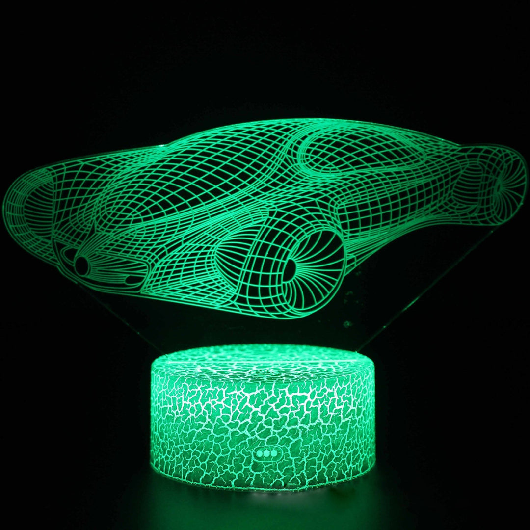 Sportbilserie 3D nattlampa LED stereo ljusillusion lampa USB nattduksbord lampa modellering lampa dimmer