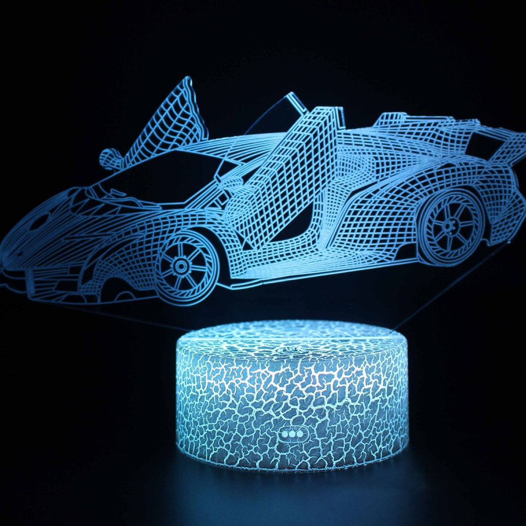 Sportbilserie 3D nattlampa LED stereo ljusillusion lampa USB nattduksbord lampa modellering lampa dimmer