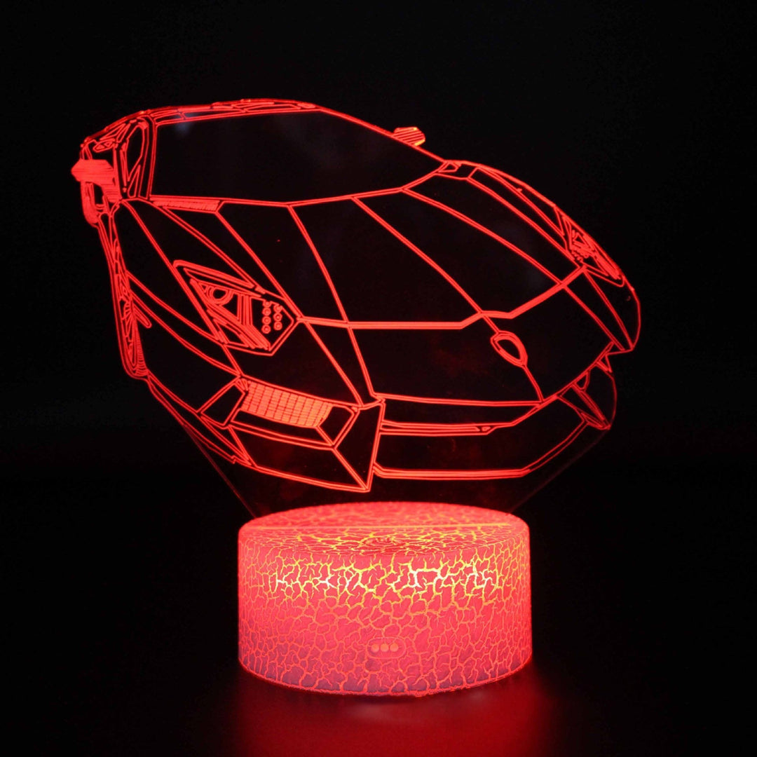 Sportbilserie 3D nattlampa LED stereo ljusillusion lampa USB nattduksbord lampa modellering lampa dimmer