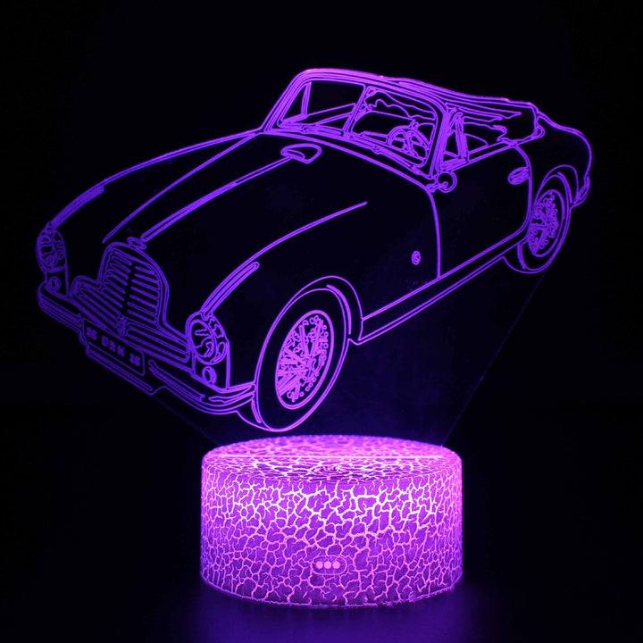 Sportbilserie 3D nattlampa LED stereo ljusillusion lampa USB nattduksbord lampa modellering lampa dimmer
