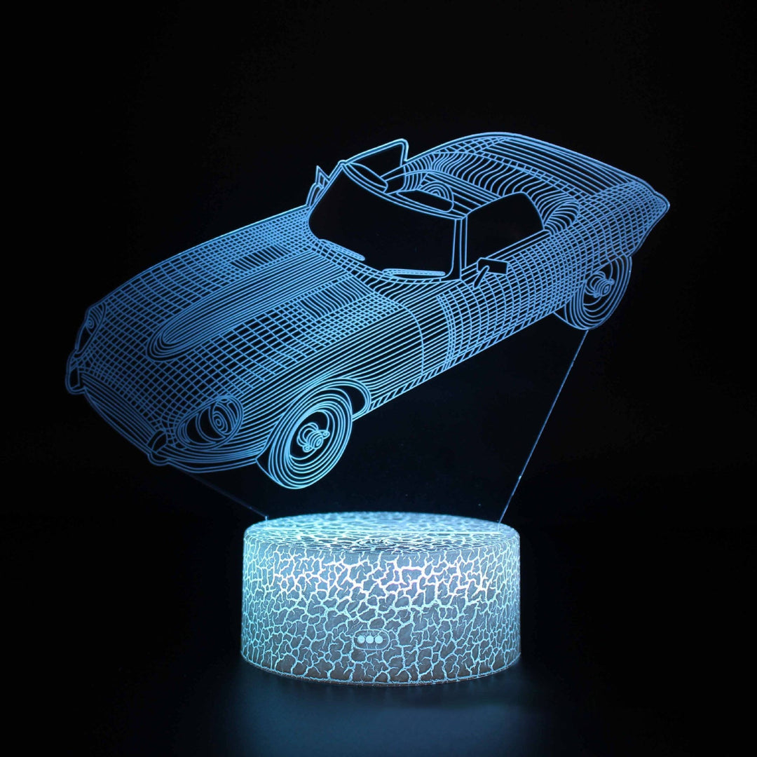 Sportbilserie 3D nattlampa LED stereo ljusillusion lampa USB nattduksbord lampa modellering lampa dimmer