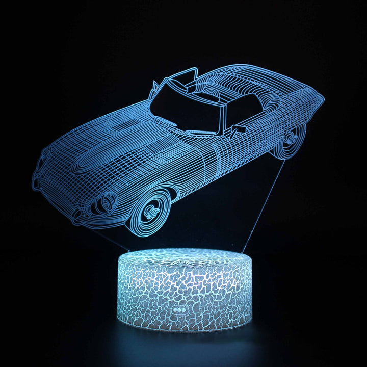 Sportbilserie 3D nattlampa LED stereo ljusillusion lampa USB nattduksbord lampa modellering lampa dimmer