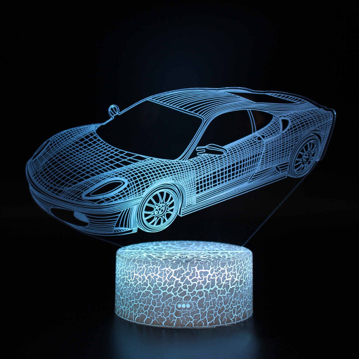 Sportbilserie 3D nattlampa LED stereo ljusillusion lampa USB nattduksbord lampa modellering lampa dimmer