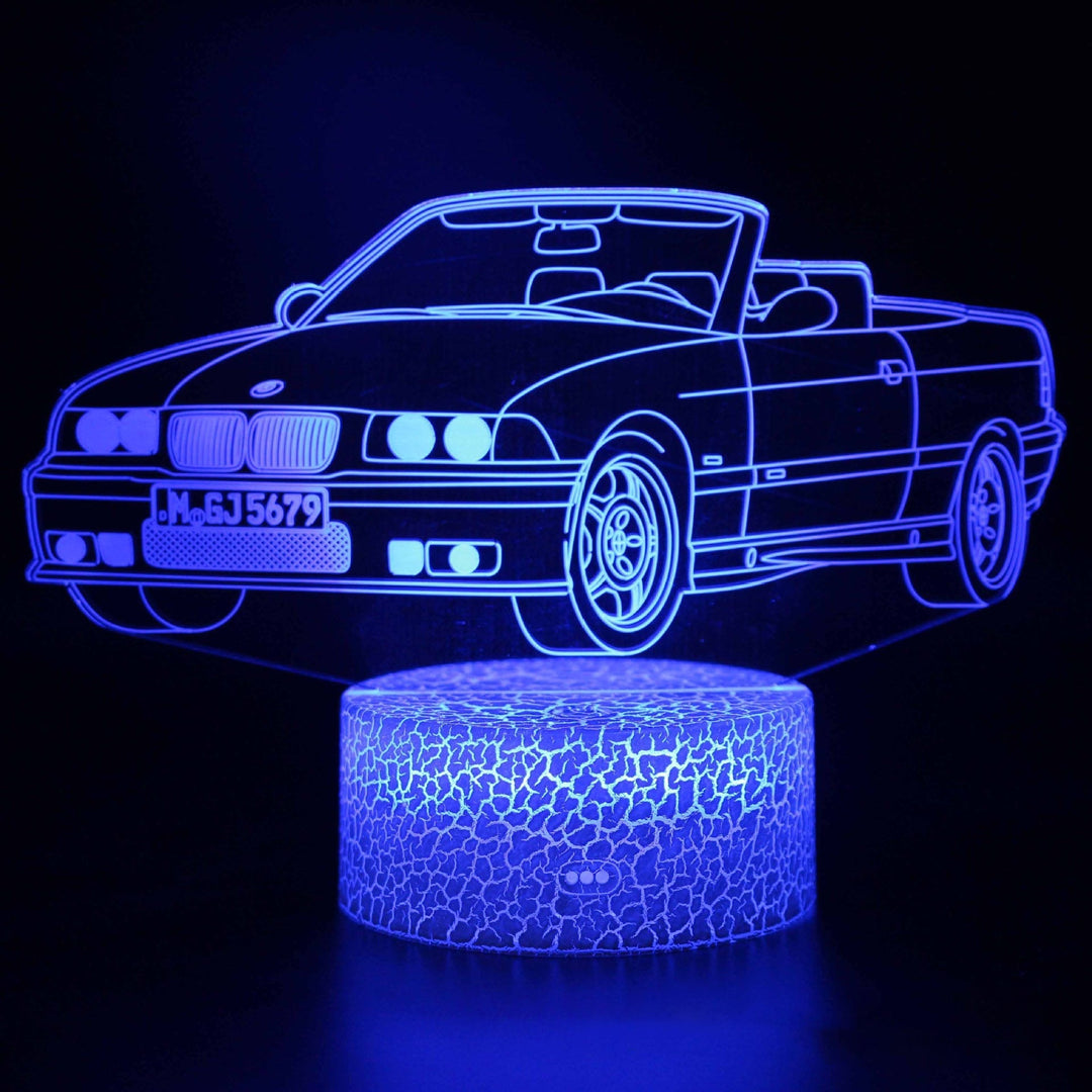 Sportbilserie 3D nattlampa LED stereo ljusillusion lampa USB nattduksbord lampa modellering lampa dimmer