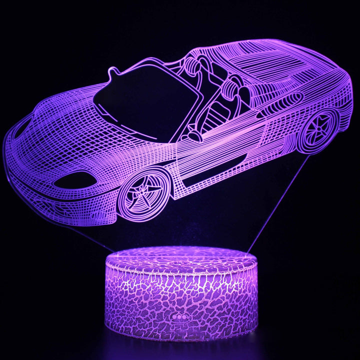 Sportbilserie 3D nattlampa LED stereo ljusillusion lampa USB nattduksbord lampa modellering lampa dimmer