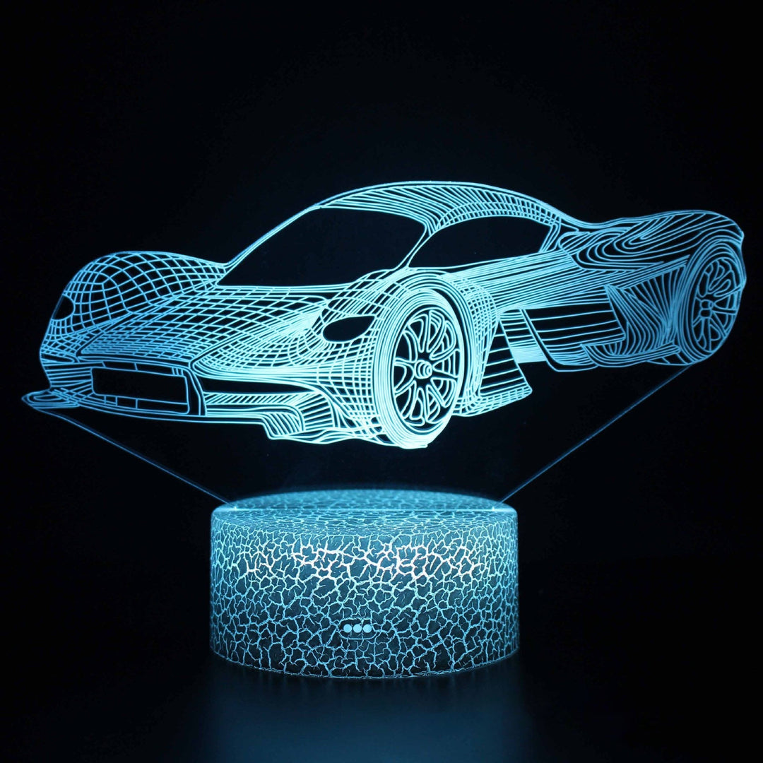 Sportbilserie 3D nattlampa LED stereo ljusillusion lampa USB nattduksbord lampa modellering lampa dimmer