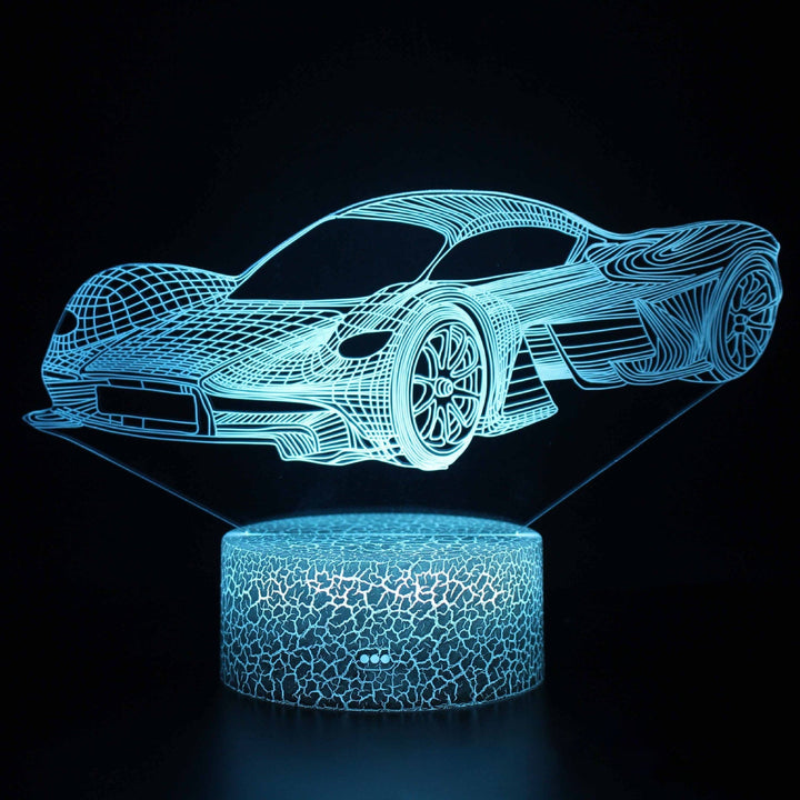 Sportbilserie 3D nattlampa LED stereo ljusillusion lampa USB nattduksbord lampa modellering lampa dimmer