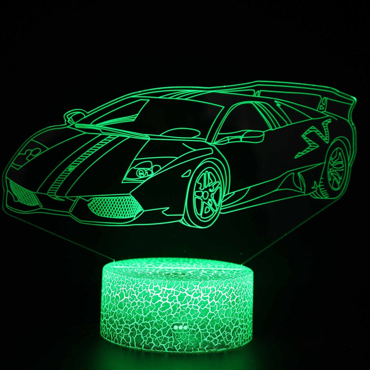 Sportbilserie 3D nattlampa LED stereo ljusillusion lampa USB nattduksbord lampa modellering lampa dimmer