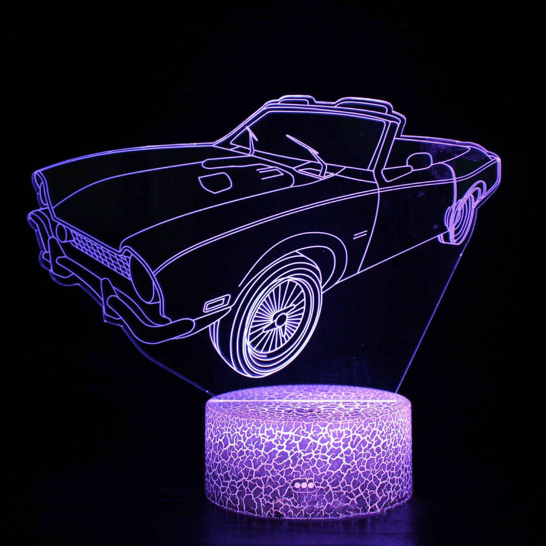 Sportbilserie 3D nattlampa LED stereo ljusillusion lampa USB nattduksbord lampa modellering lampa dimmer