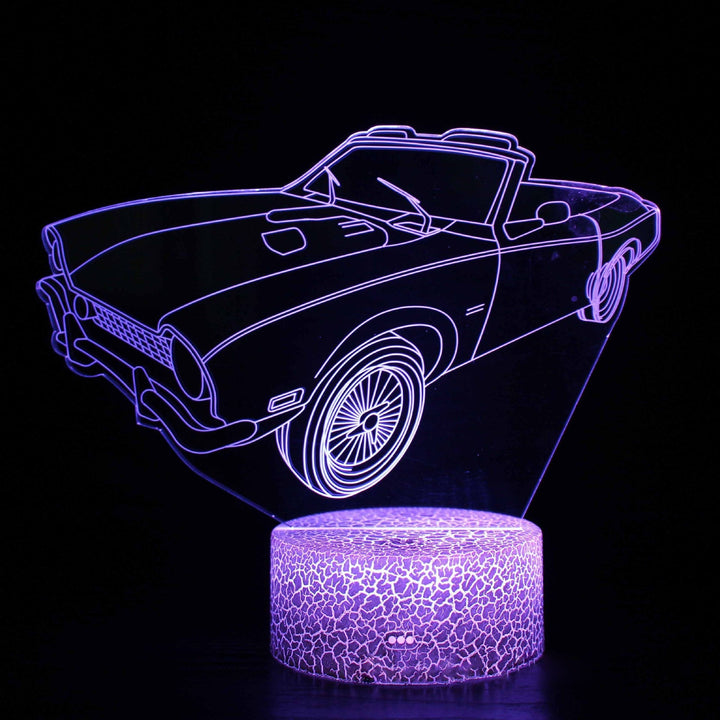 Sportbilserie 3D nattlampa LED stereo ljusillusion lampa USB nattduksbord lampa modellering lampa dimmer