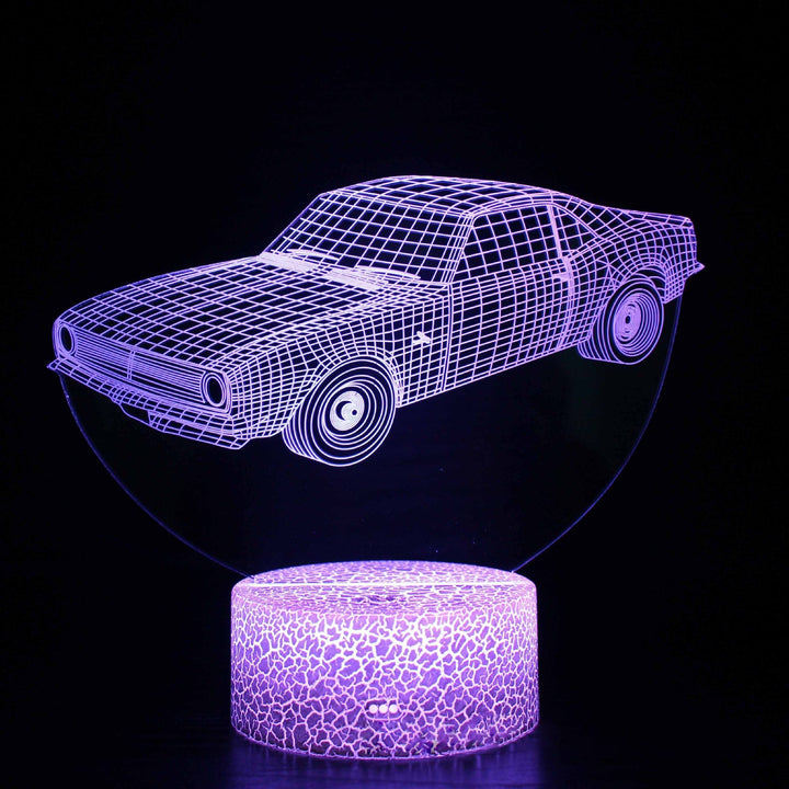 Sportbilserie 3D nattlampa LED stereo ljusillusion lampa USB nattduksbord lampa modellering lampa dimmer