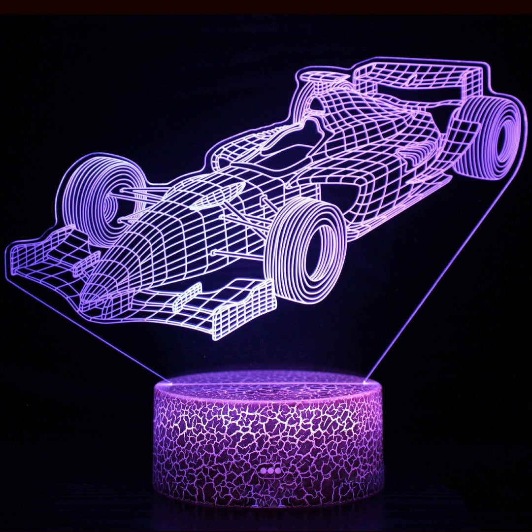 Sportbilserie 3D nattlampa LED stereo ljusillusion lampa USB nattduksbord lampa modellering lampa dimmer