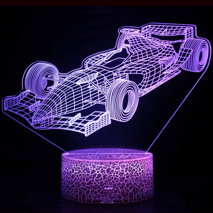 Sportbilserie 3D nattlampa LED stereo ljusillusion lampa USB nattduksbord lampa modellering lampa dimmer