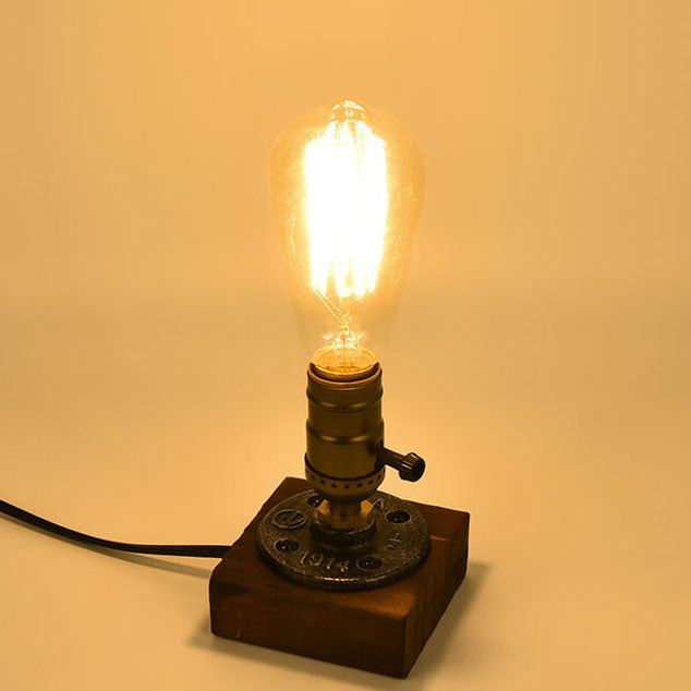Vintage Industriell Järn Lampa 1-Ljus Bordslampa