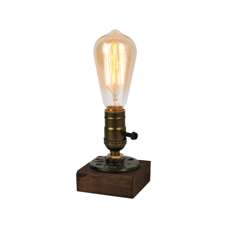 Vintage Industriell Järn Lampa 1-Ljus Bordslampa