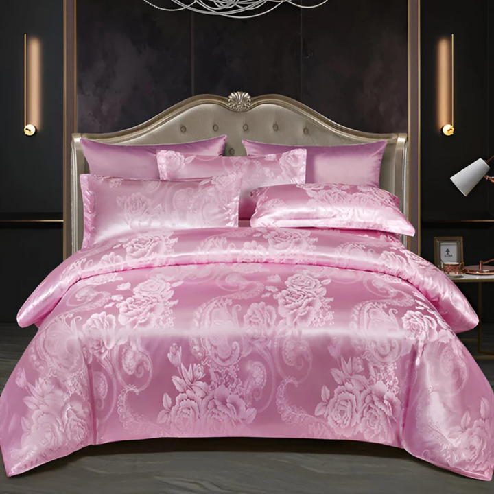 Ljuvlig Satin Duvet Cover med Blommönster