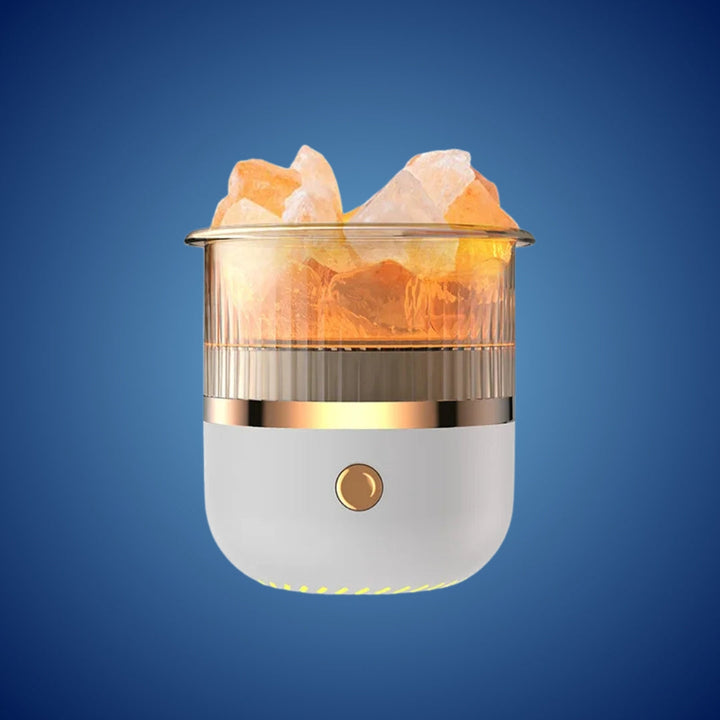 SereniGlow Kristallsalt Luftfuktare | USB Aromadiffuser – Nattlampa &amp; Luftrenare – För Avkoppling, Stressavlastning &amp; Förbättrad Luftkvalitet