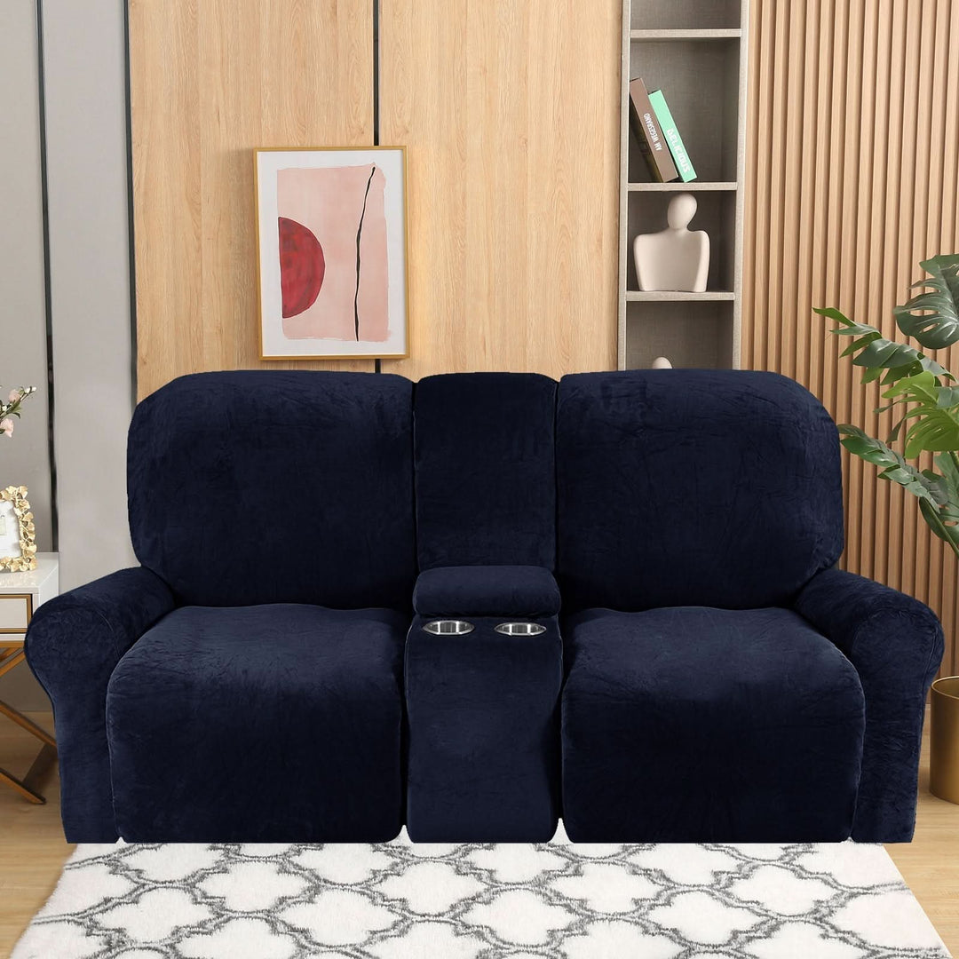 2-sits Recliner Sofföverdrag med Koppställare – Sammet Plush