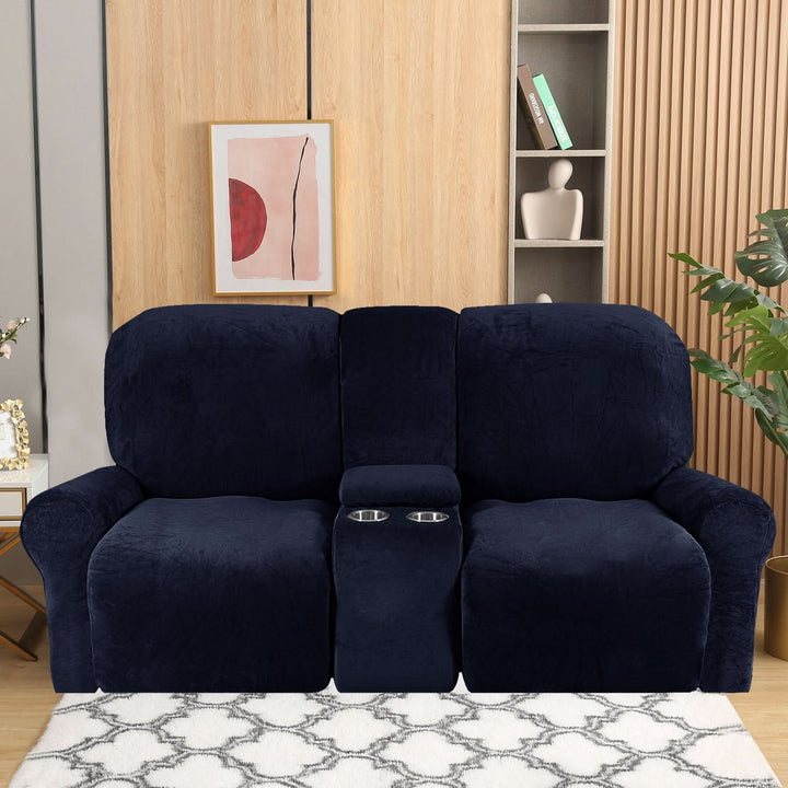 2-sits Recliner Sofföverdrag med Koppställare – Sammet Plush