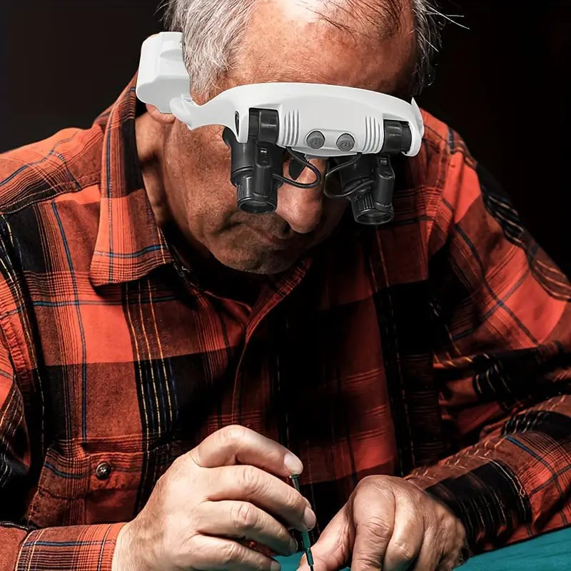 Förstoringsglas med LED-lampor för dubbla ögon