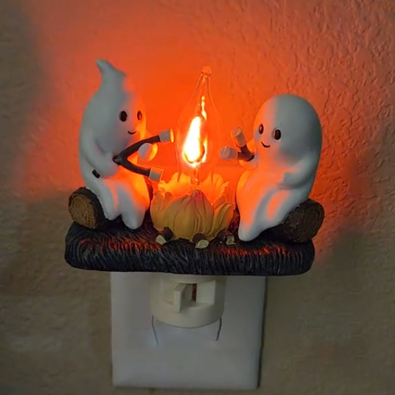 Spöklika Lägereld Blinkande Nattlampa