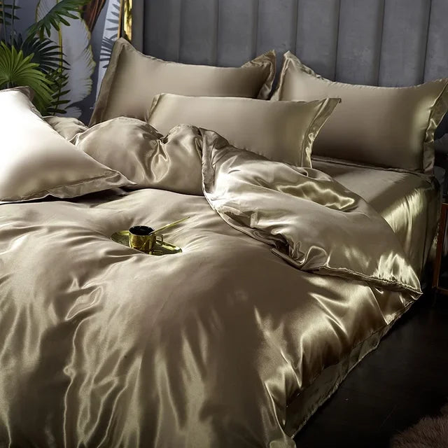 Lyxigt Siden Satin Sängkläder Set - SilkElegance