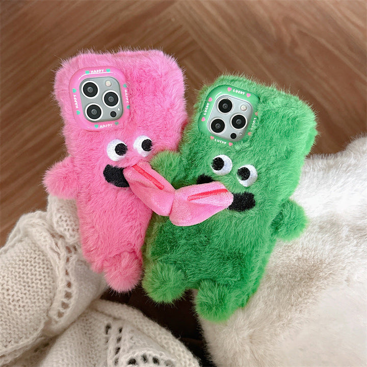 Rolig Plush Telefonfodral med Utstickande Tunga för iPhone