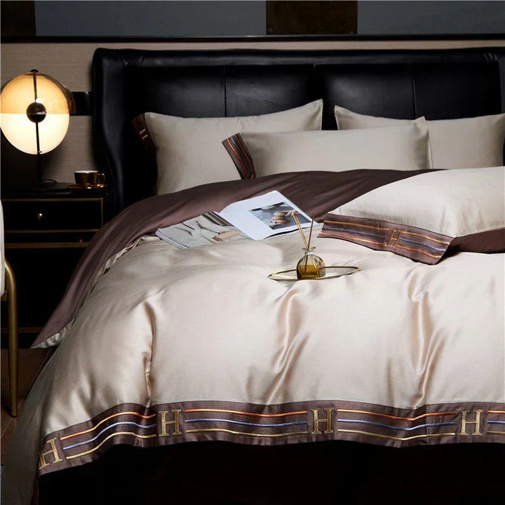 Lyxigt Satinbomull Duvet Täcke Set för Sovrum