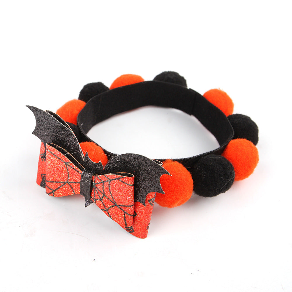 Halloween Husdjurskrage – Justerbar Hund- och Katthalsband med Pumpa- och Skallemotiv