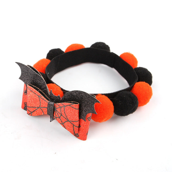 Halloween Husdjurskrage – Justerbar Hund- och Katthalsband med Pumpa- och Skallemotiv