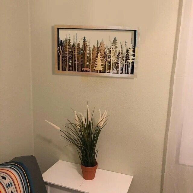 Väggdekor - WoodForrest 3D - Förtrollande Skogsscen - Räv &amp; Träskugga