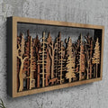 Väggdekor - WoodForrest 3D - Förtrollande Skogsscen - Räv & Träskugga