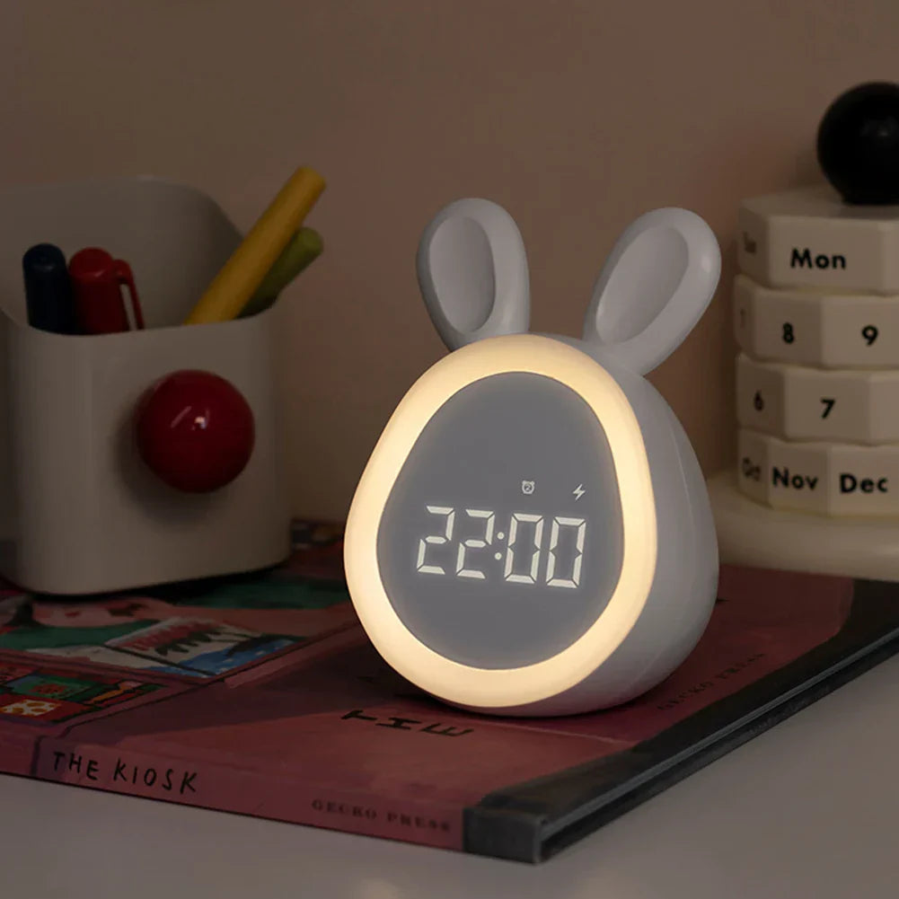 GlowBunny – Söt Barn Alarmklocka med Nattljus &amp; Justerbar Ljusstyrka