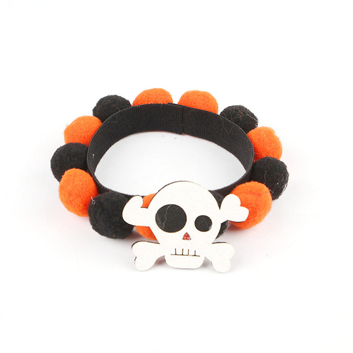 Halloween Husdjurskrage – Justerbar Hund- och Katthalsband med Pumpa- och Skallemotiv