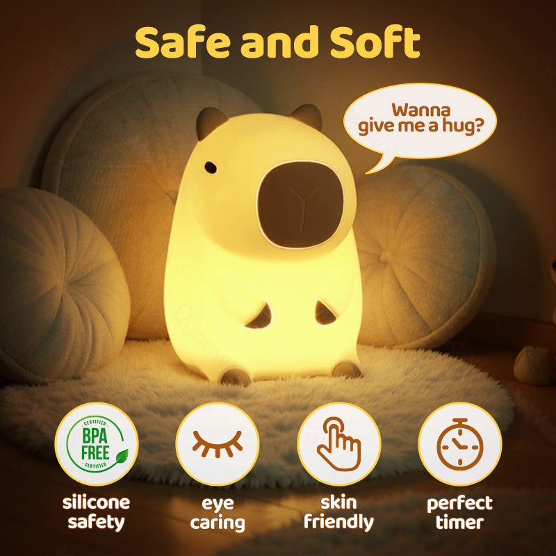 SquishBara | Capybara Squishy Nattlampa - Idealisk Gåva för Alla Åldrar