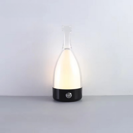 Vinflaska Skrivbordslampa med Bluetooth-högtalare – Uppladdningsbar Modern Nattlampa