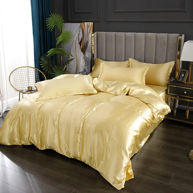 Lyxigt Siden Satin Sängkläder Set - SilkElegance