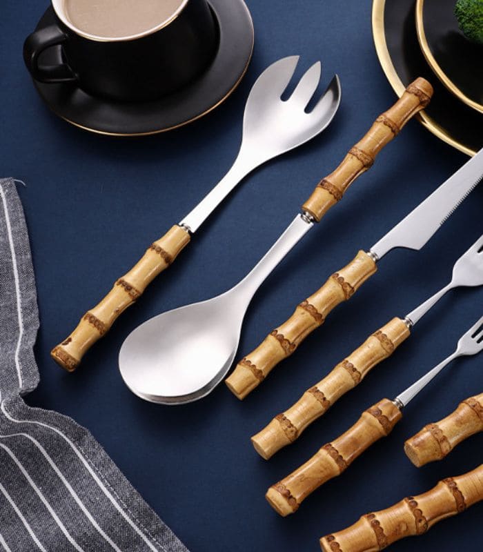 Bambu Handtag Salladsserveringsbestick Kökstillbehör