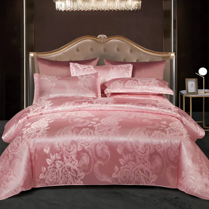 Satin Blommig Sängklädeset med Duvetöverdrag och Örngott