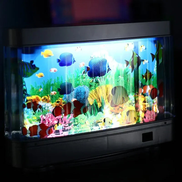 Virtuell Ocean Desk Fisk Tank med LED Nattljus