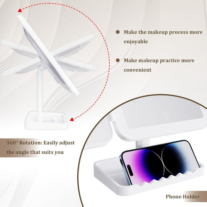 Tri-Fold LED Sminkspegel