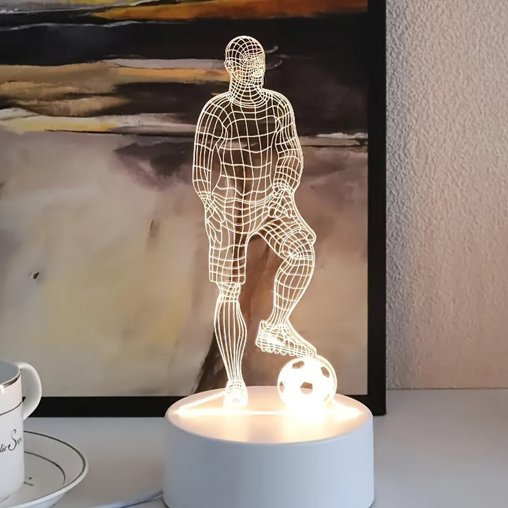 Fotbollsspelare 3D-lampa – För en sportig atmosfär