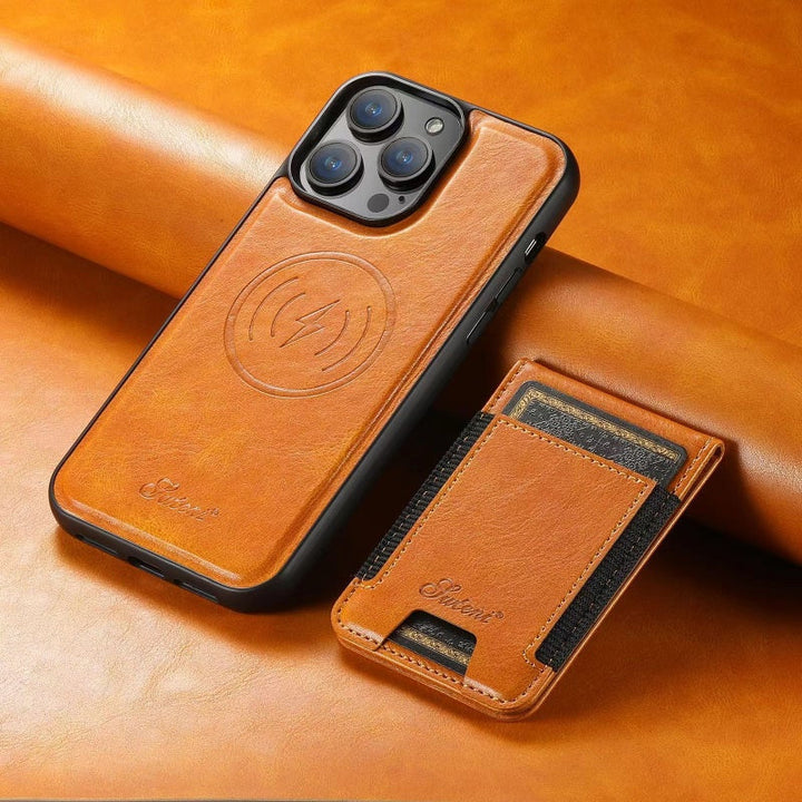 LuxCase Läderfodral med Kortfack och Ställ – Passar för iPhone