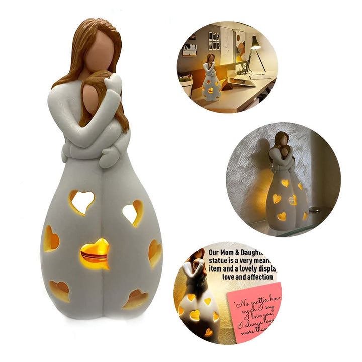 Omfamna Mor Dotter Figur Fladdrande Ljuslykta - LoveGlow