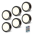 Leastyle Fjärrkontroll LED Puck-lampa, dimbar batteridriven under skåpet-lampa - 6-pack naturligt vitt